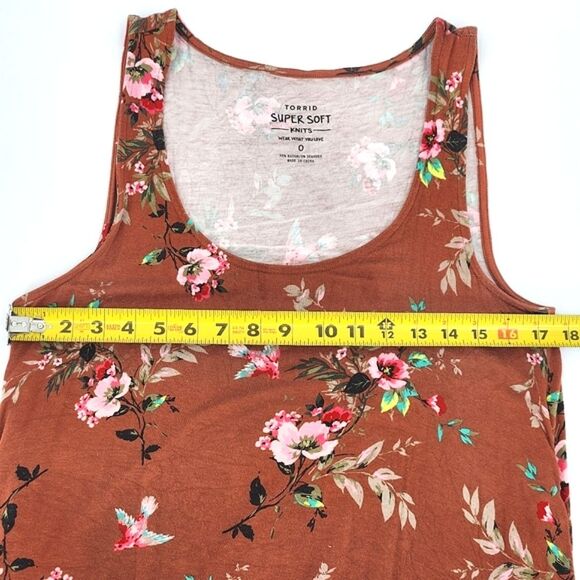 Torrid Burnt Orange Floral Super Soft Midi Dress Womens Plus Size 0X Sleeveless - Picture 6 of 9